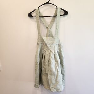 The Sunday Collective Kids NWT PinaforeSage Embroidered Dress Linen/Cotton Blend